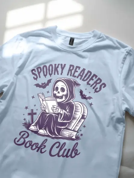 Grim Reaper Book Club Shirt – Spooky Readers Tee - Image 5