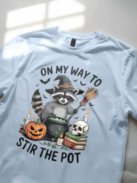 Hilarious Funny Raccoon Witch T-Shirt for Halloween - Image 5