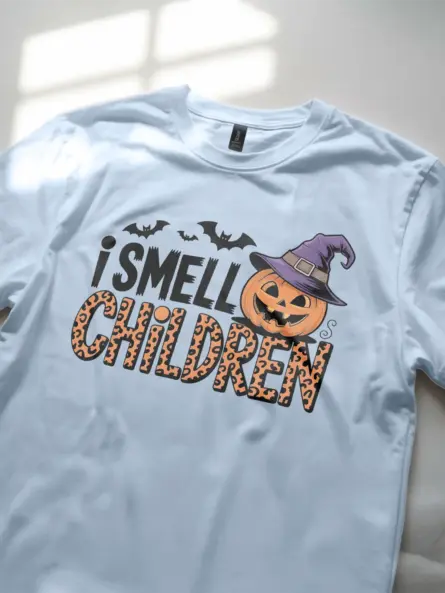 I Smell Children Shirt – Funny Halloween Tee with Pumpkin & Bats - Image 5