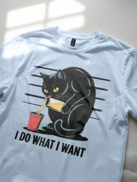 Rebellious “I Do What I Want” Cat Shirt – Funny Vintage Graphic Tee - Image 5