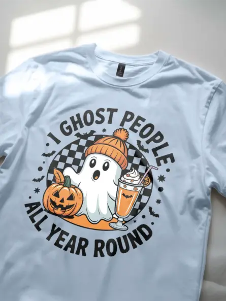 Introvert Ghost T-Shirt – Funny I Ghost People All Year Round Tee - Image 2