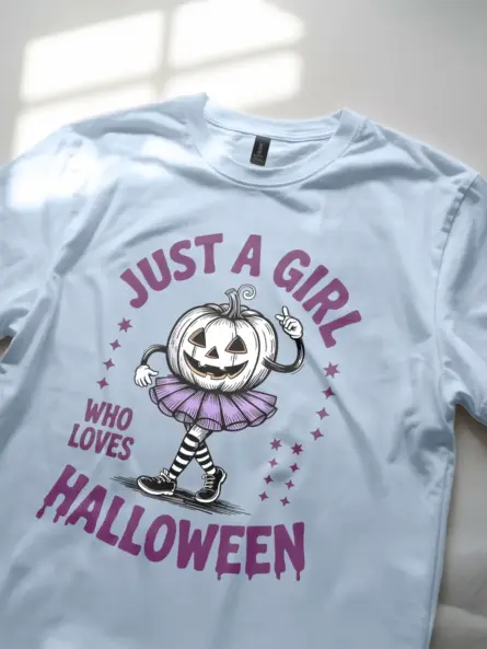 close-up – tutu and pumpkin face on black cute pumpkin girl Halloween t-shirt