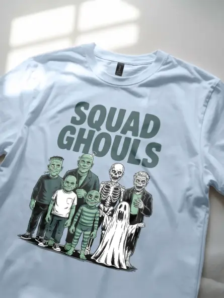 light blue Lifestyle Shot Shirt Lifestyle – Squad Ghouls T-Shirt
