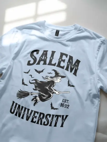 Spellbinding Vintage Salem University Witch T-Shirt - Image 8