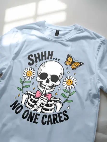 Witty Sarcastic Skeleton Shhh Shirt for Gen Z - Image 8
