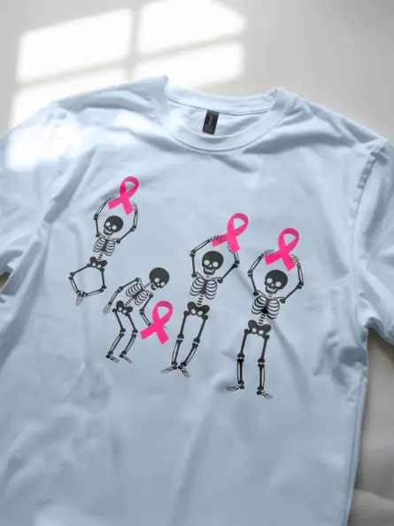 Black Skeleton Breast Cancer Shirt – Funny Pink Ribbon Awareness Tee - Image 6