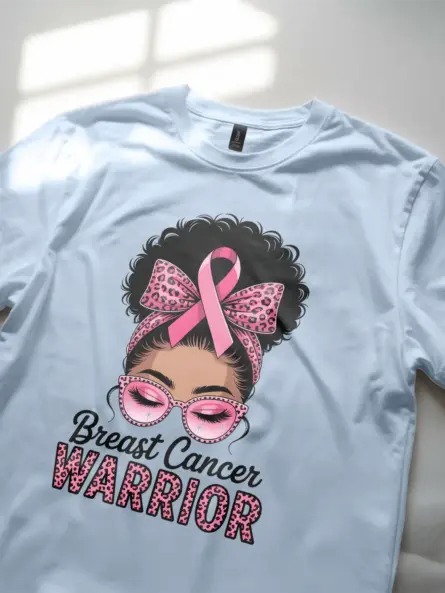 Fierce Breast Cancer Warrior T-Shirt – Afro Pink Ribbon Empowerment Tee - Image 6