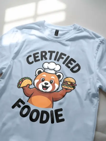 Certified Foodie T-Shirt – Cute Red Panda Chef Graphic Tee - Image 5