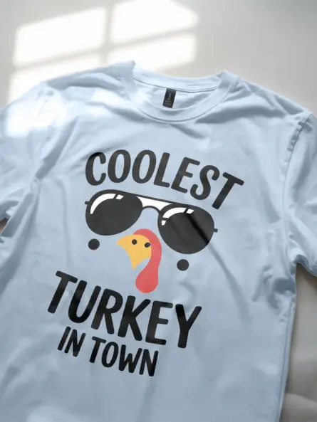 Coolest Turkey in Town Shirt – Funny Thanksgiving Tee for Kids & Teens - Image 5