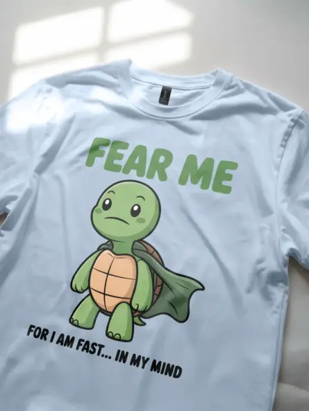 Funny Turtle T-Shirt – Fear Me I Am Fast Graphic Tee - Image 5