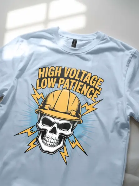 Electrician Skull Shirt High Voltage Low Patience - Image 6