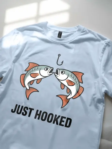 Just Hooked Shirt – Funny Romantic Fishing Tee for Couples - Image 5