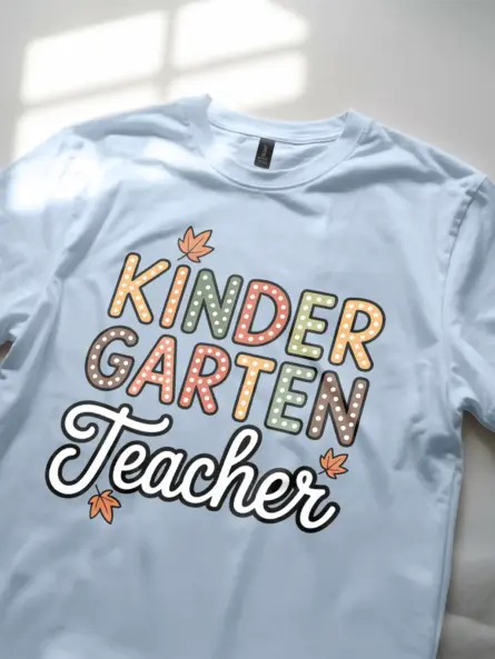 Kindergarten Teacher Shirt – Cute Fall Maple Leaf Design Tee - Image 5