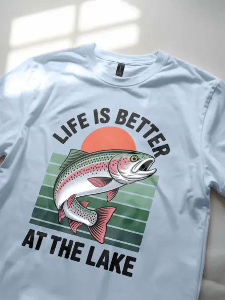 Lake Life T-Shirt – Vintage Rainbow Trout Tee for Outdoor Getaways - Image 6
