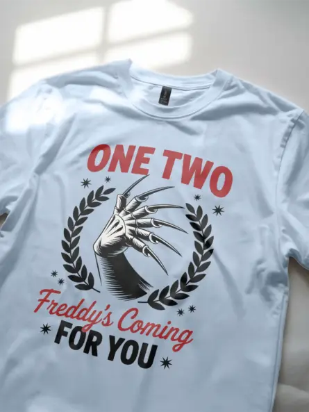 One Two Freddy’s Coming For You Shirt – Retro Horror Tee - Image 5