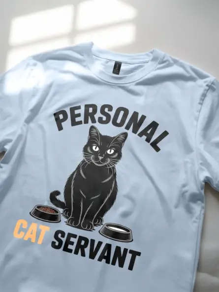 Funny Personal Cat Servant T-Shirt for Cat Lovers | Minimalist Gift Tee - Image 5