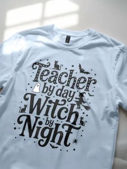 Teacher by Day Witch by Night Shirt – Funny Halloween Tee for Educators - Image 5