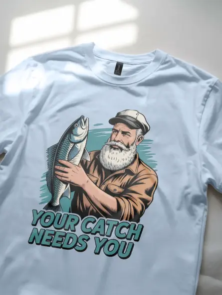 Vintage Fishing T Shirt – Bold Bearded Angler Tee for Outdoorsmen - Image 5