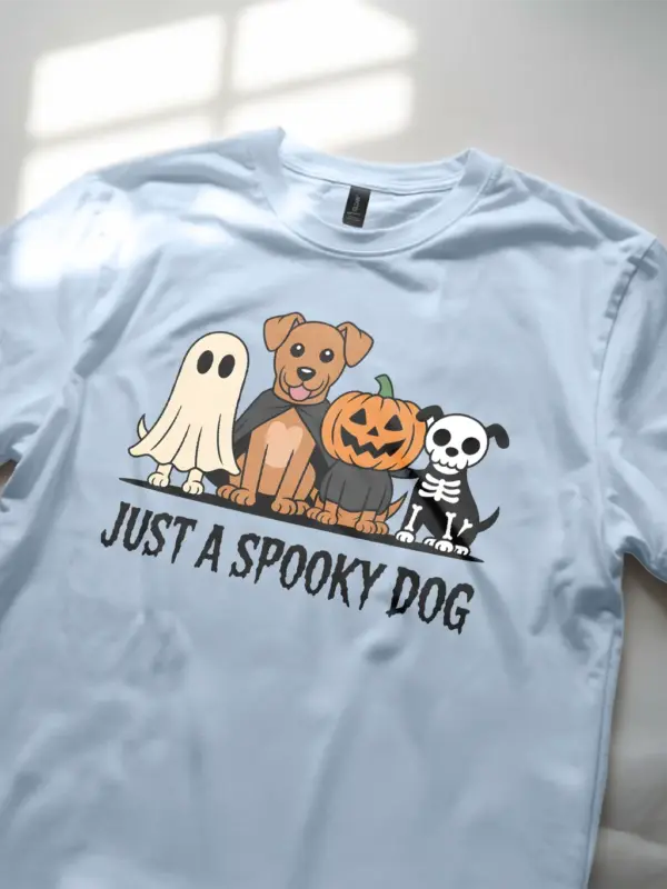 light blue lifestyle – Dog Parade Halloween Shirt – spooky dog halloween t-shirt