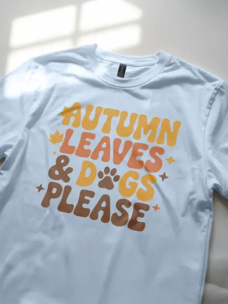 Retro Autumn Dog Mom Shirt Cozy Leaves and Paws Tee - Image 5