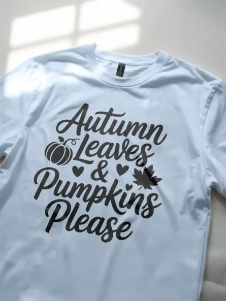 Chic Autumn Leaves and Pumpkins Shirt – Cozy Fall Graphic Tee - Image 5