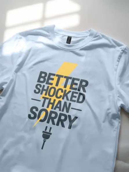 Light Blue Better Shocked Than Sorry Shirt Lifestyle – buy electrician safety tee online
