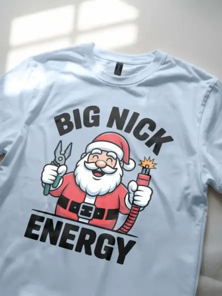 Light Blue Big Nick Energy Shirt Lifestyle – buy big nick energy electrician t-shirt online