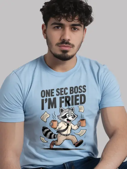 Burnout Humor T-Shirt – Funny Raccoon Work Tee for Overworked Pros - Image 6
