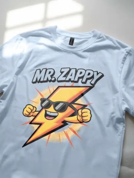 Cartoon Lightning Bolt Kids T-Shirt Mr. Zappy - Image 5