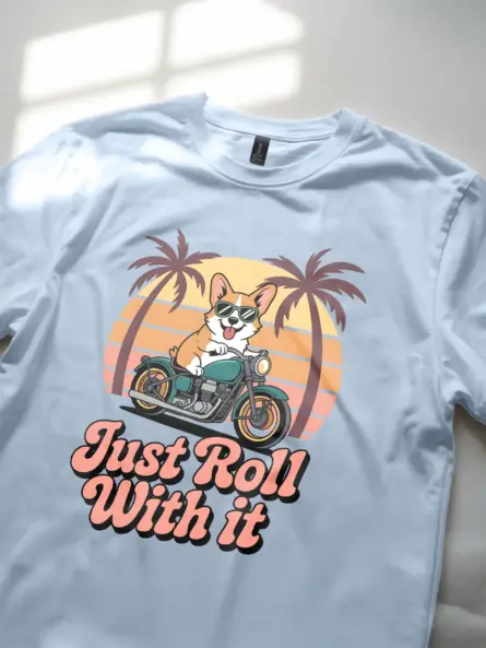 Playful Corgi Motorcycle T-Shirt for Beach Dog Lovers - Image 5