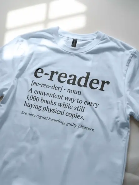 Clever E-Reader Definition T-Shirt – Funny Book Hoarder Tee for Kindle Fans - Image 2