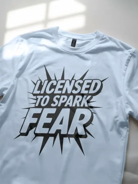 Light Blue Shirt Lifestyle – Witty Tradesperson Graphic – Electrician Comic T-Shirt