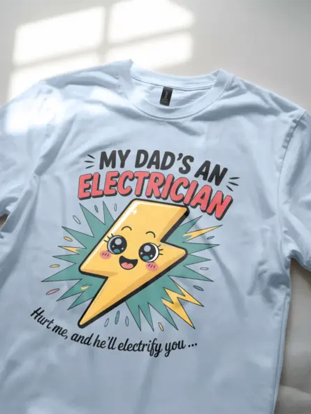 Adorable Electrician Dad Kids T-Shirt with Cartoon Bolt - Image 5