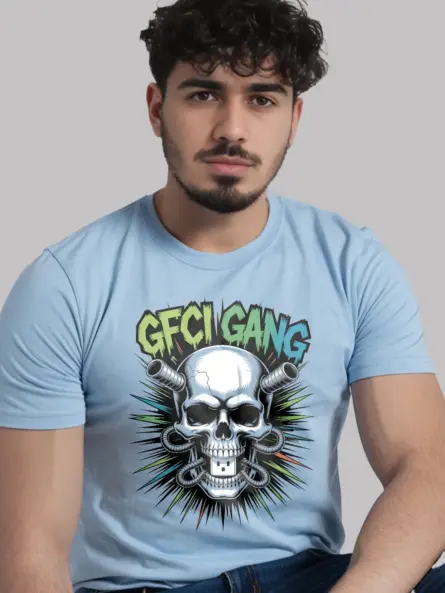 Electrician Skull T-Shirt GFCI Gang Graphic Tee - Image 6