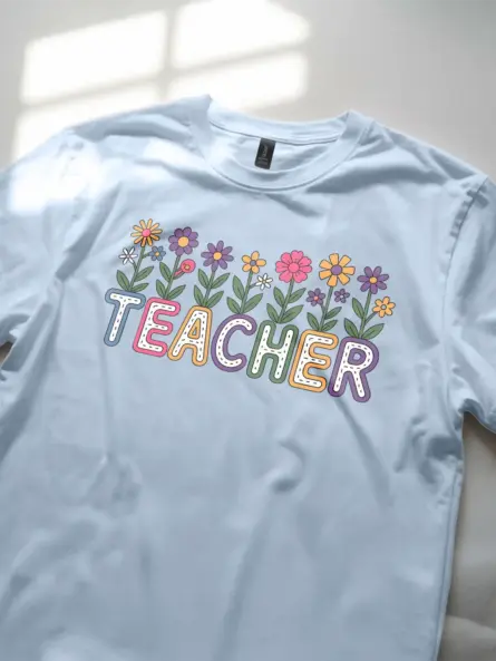 Floral Teacher Shirt – Whimsical Pink Bloom Power Tee - Image 5