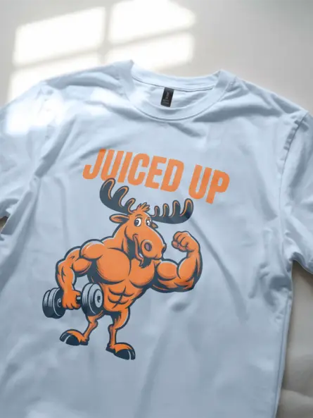 Funny Animal Workout Shirt – Juiced Up Moose Graphic Gym Tee - Image 5