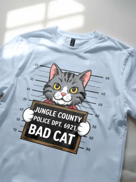 Funny Cat Mugshot T-Shirt for Pet Lovers - Image 2
