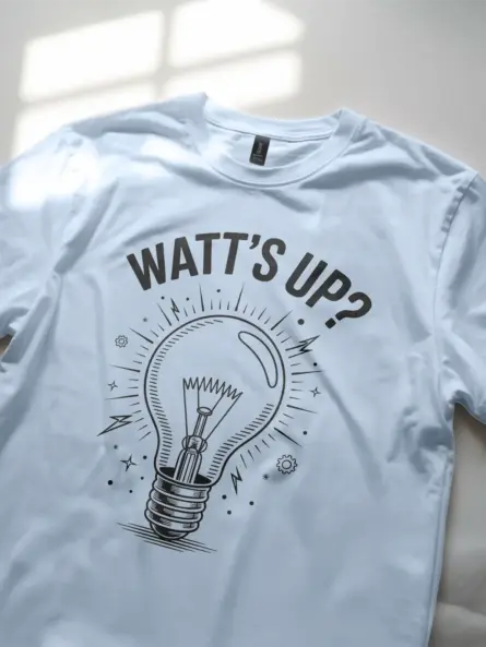 Funny Electrician Shirt - "WATT’S UP?" Light Bulb Pun Design - Image 5
