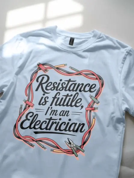 Funny Electrician T-Shirt Vintage – Resistance is Futile Design - Image 5