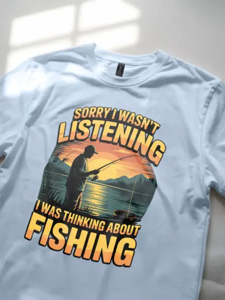 Funny Fishing T-Shirt for Men – “Sorry I Wasn’t Listening” Sunset Graphic - Image 5