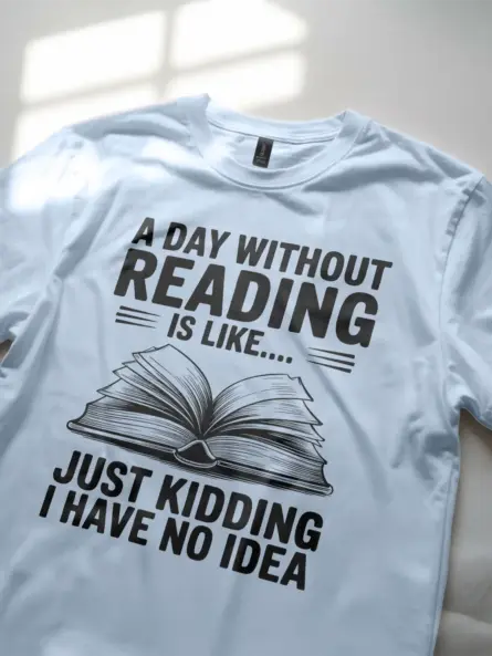 Funny Reading T-Shirt for Book Lovers – A Day Without Reading Quote Tee - Image 5