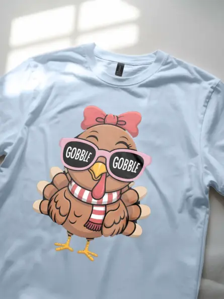 Girls Thanksgiving Shirt – Cute Pink Glasses Turkey Tee for Kids - Image 5