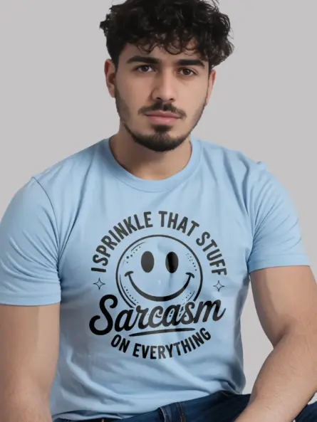 light blue I Sprinkle That Stuff sarcasm graphic tee