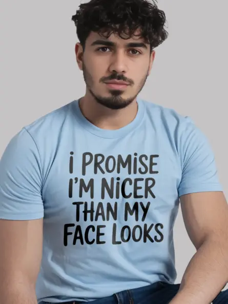 Dark Heather Shirt – I’m Nicer Than My Face Looks – resting face humor t-shirt