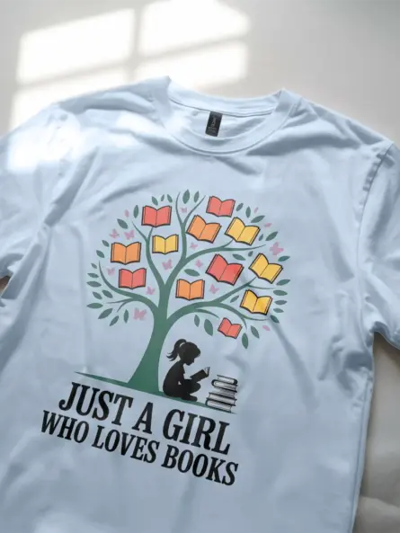 Just a Girl Who Loves Books Shirt – Minimalist Reader Tee - Image 5