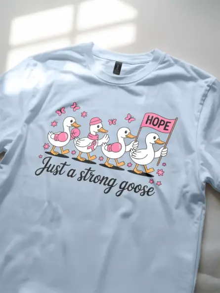 Just a Strong Goose Breast Cancer Shirt – Funny Pink Ribbon Tee - Image 2