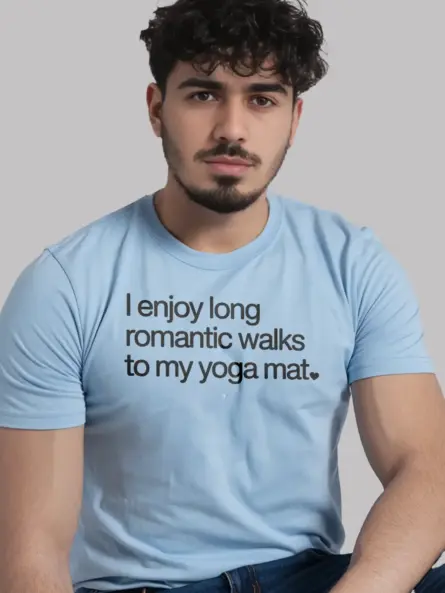 Long Romantic Walks Yoga Mat Shirt – Funny Minimalist Tee for Self-Care Lovers - Image 6