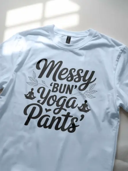 Messy Bun Yoga Pants T-Shirt for Moms - Image 5