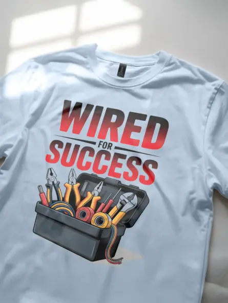 Motivational Electrician T-Shirt - WIRED FOR SUCCESS - Image 5