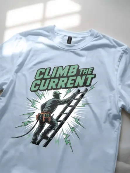 Climb the Current Motivational Electrician T-Shirt - Image 5